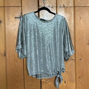 Silver Metallic Oversized T-Sirt